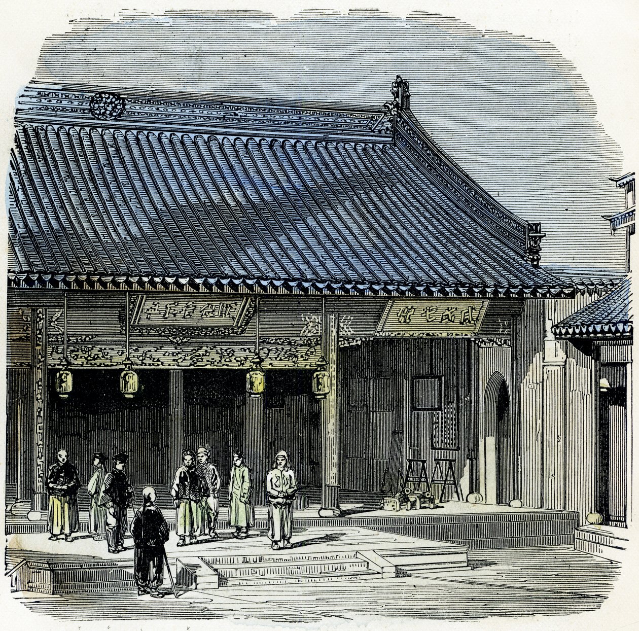 Inngangen til Chung-Wangs palass i Soochow (Suzhou), Kina. 1864 (litografi) av English School