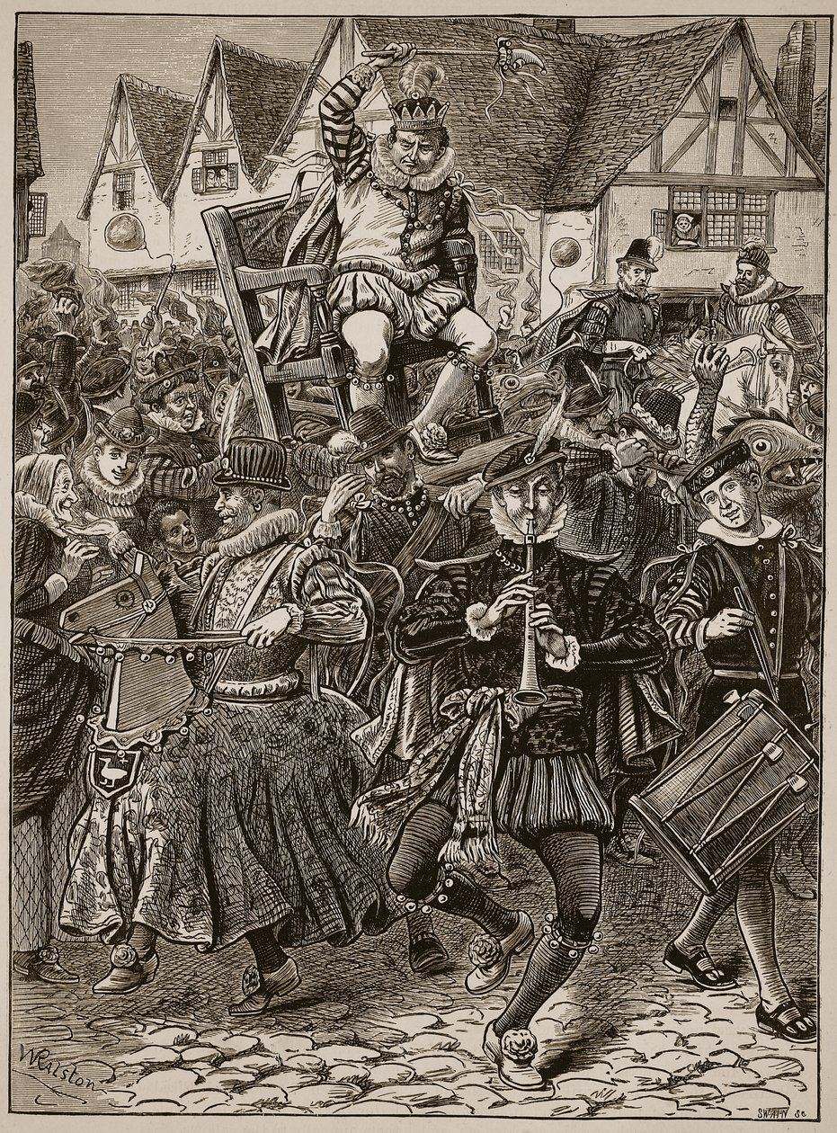 The frolic of My Lord of Misrule, illustrasjon fra Cassells Illustrated History of England (sepia-bilde) av English School