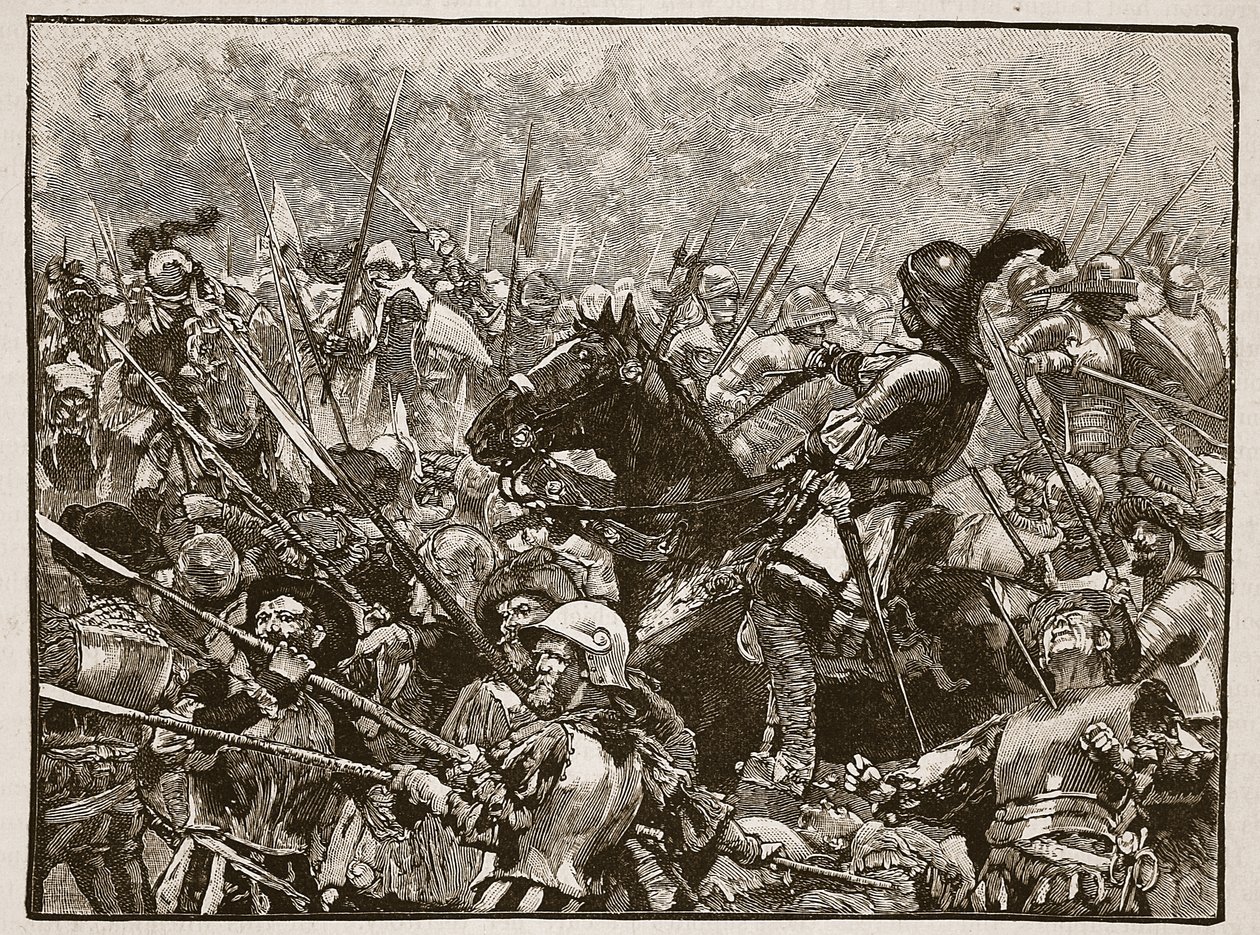 Den siste standen til Schwarz og tyskerne hans, illustrasjon fra Cassells Illustrated History of England (sepiafoto) av English School