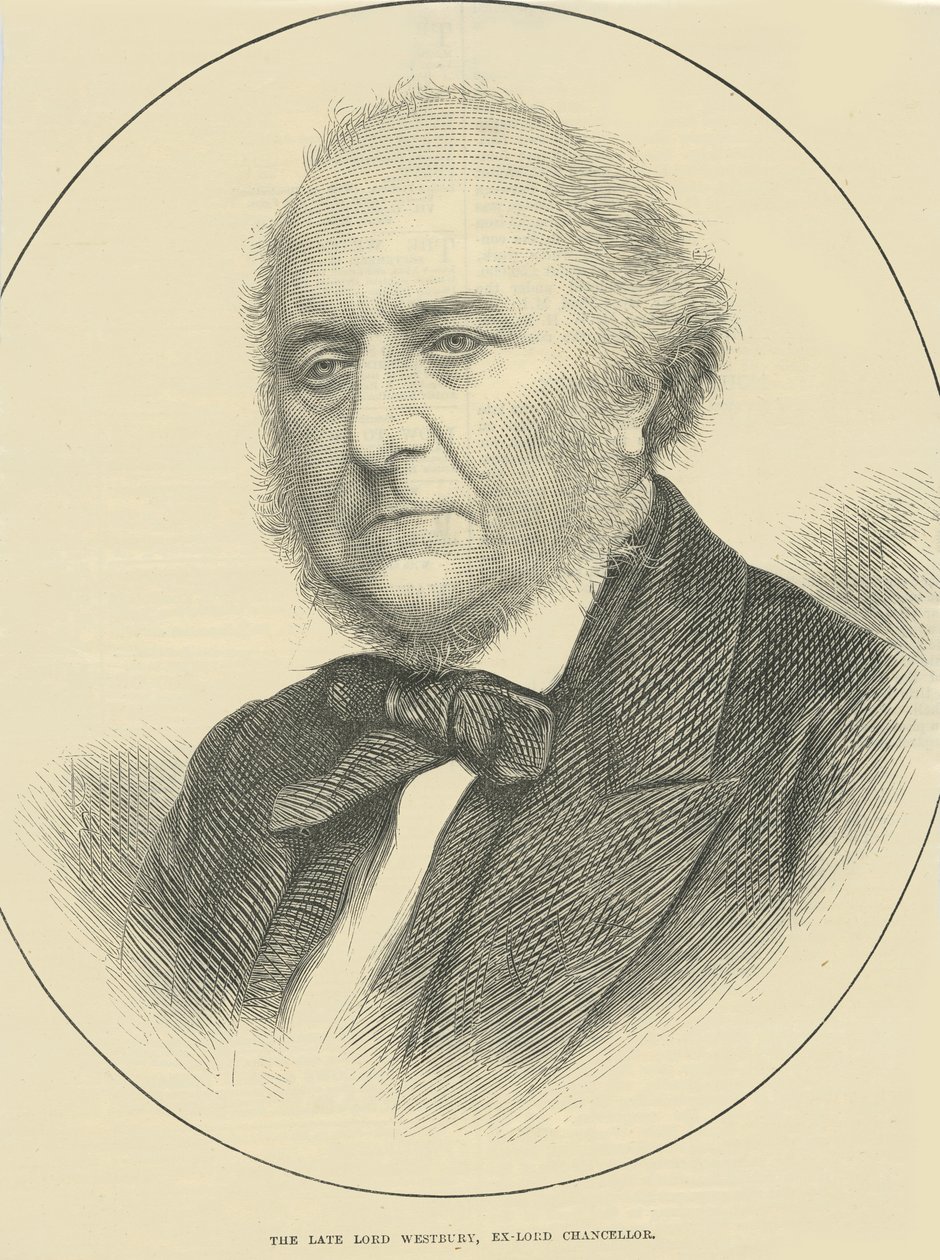 Avdøde Lord Westbury, eks-Lord Chancellor (gravering) av English School