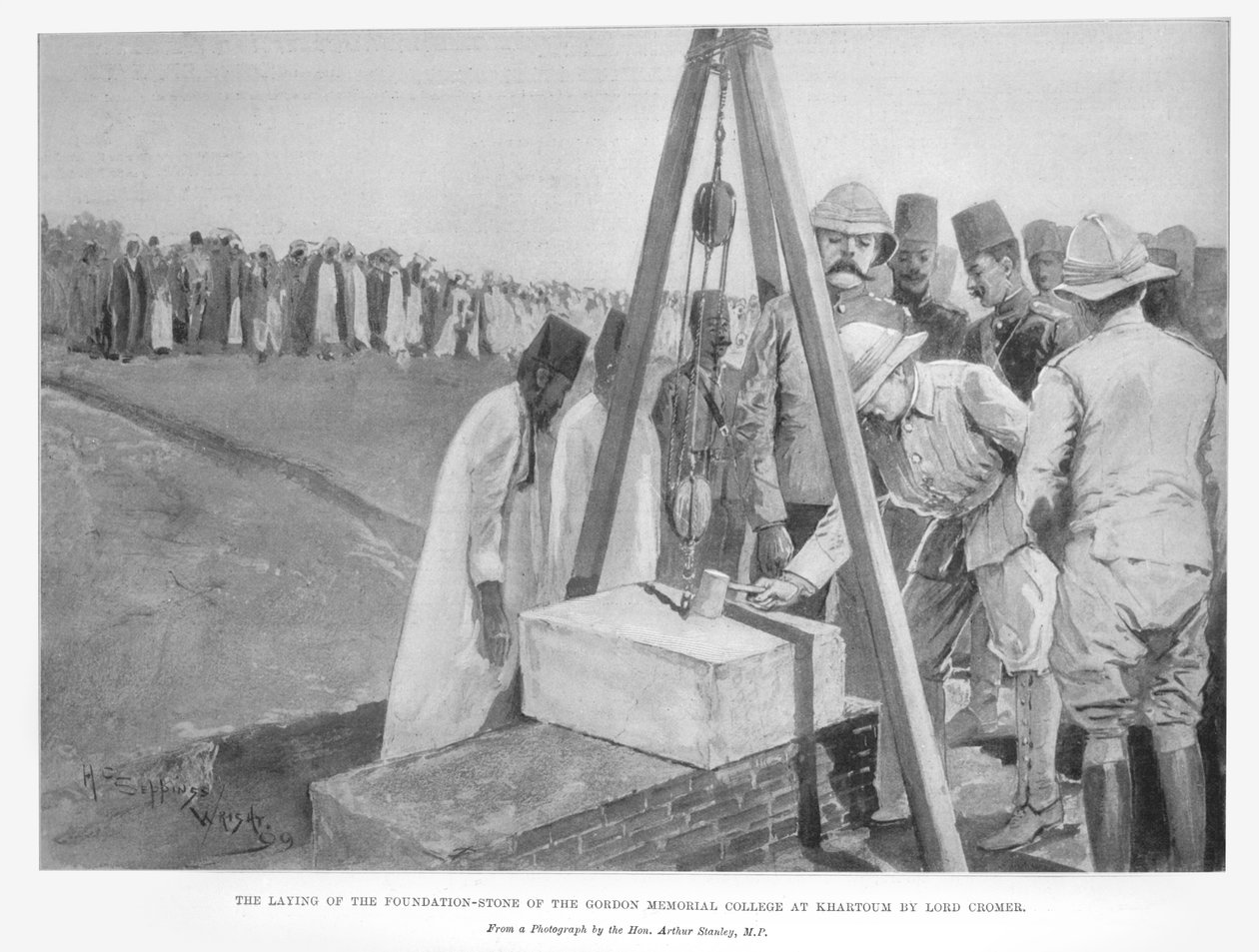 Nedleggingen av grunnsteinen til Gordon Memorial College i Khartoum av Lord Cromer, fra 
