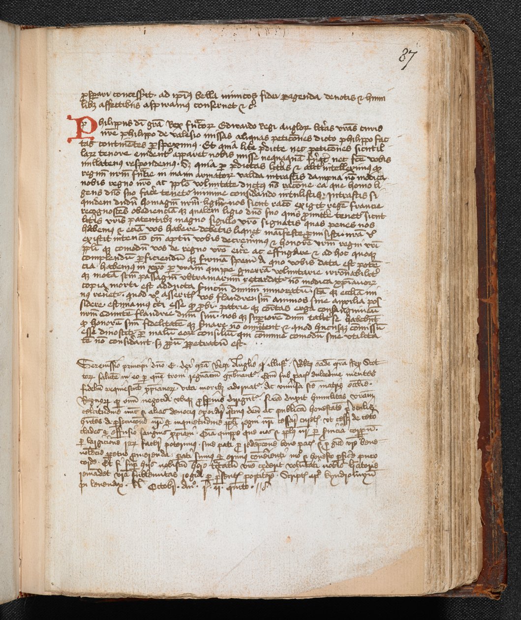 Brevet til Robert the Bruce til Edward II, lagt til nederst på siden av English School