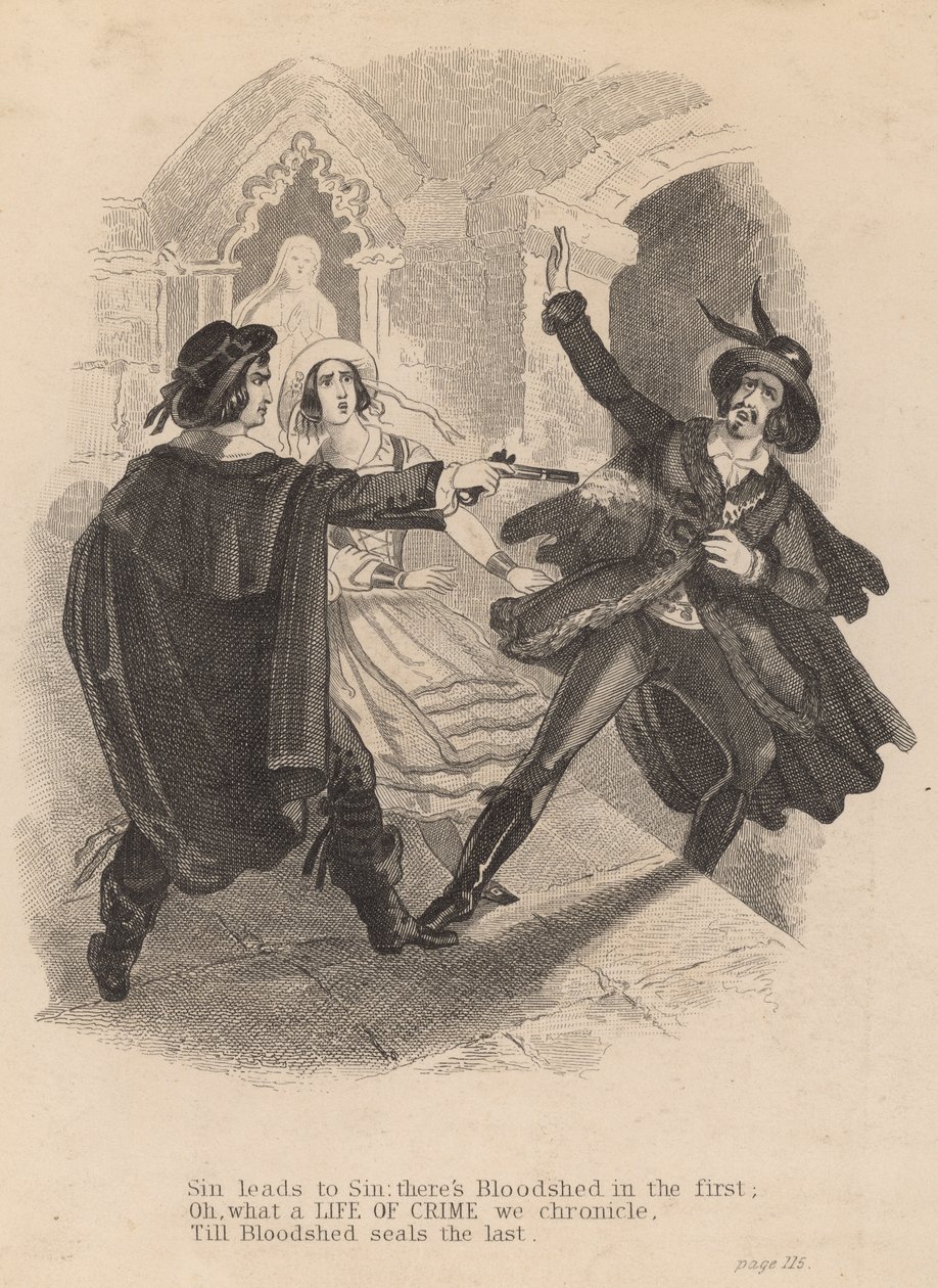 Mordet på Patrick O#39;Connor av Frederick George Manning og Marie Manning (gravering) av English School