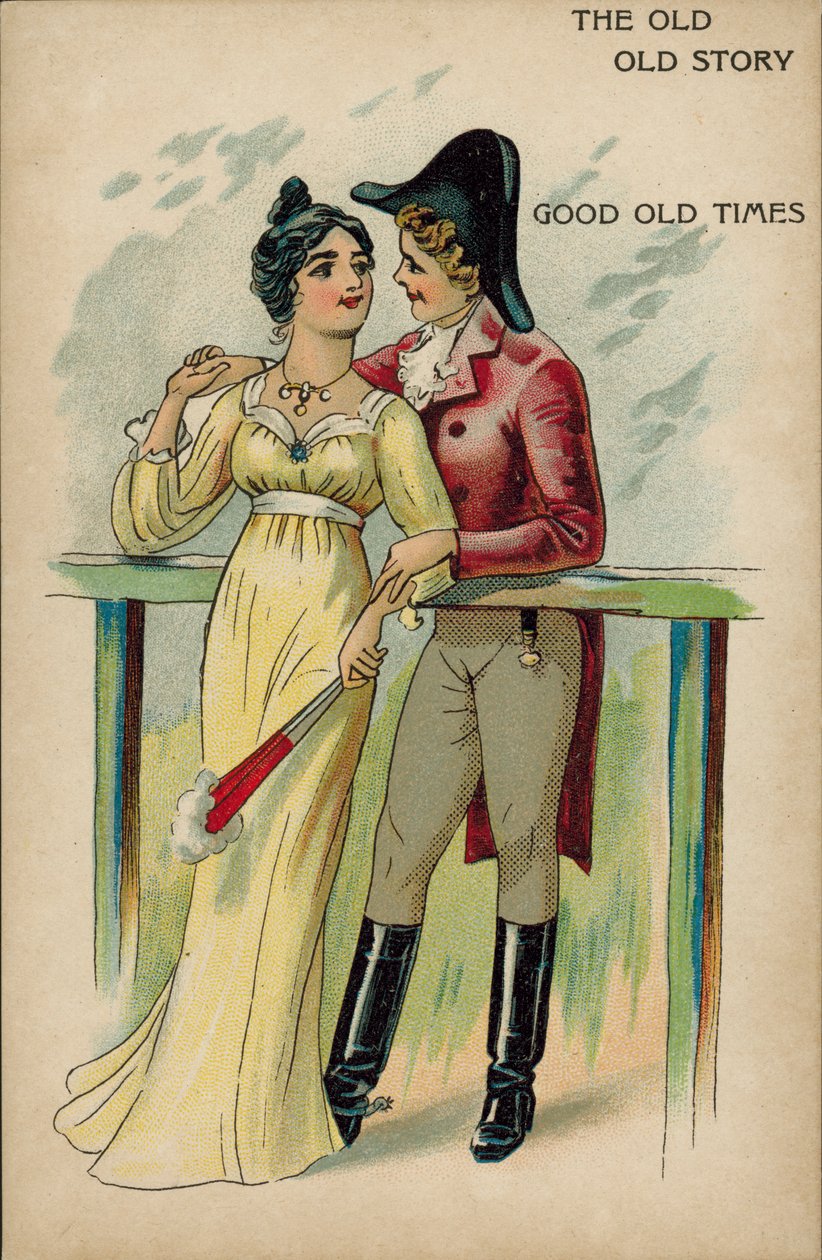 Den gamle historien, kjærlighet i regency-tiden (chromolitho) av English School