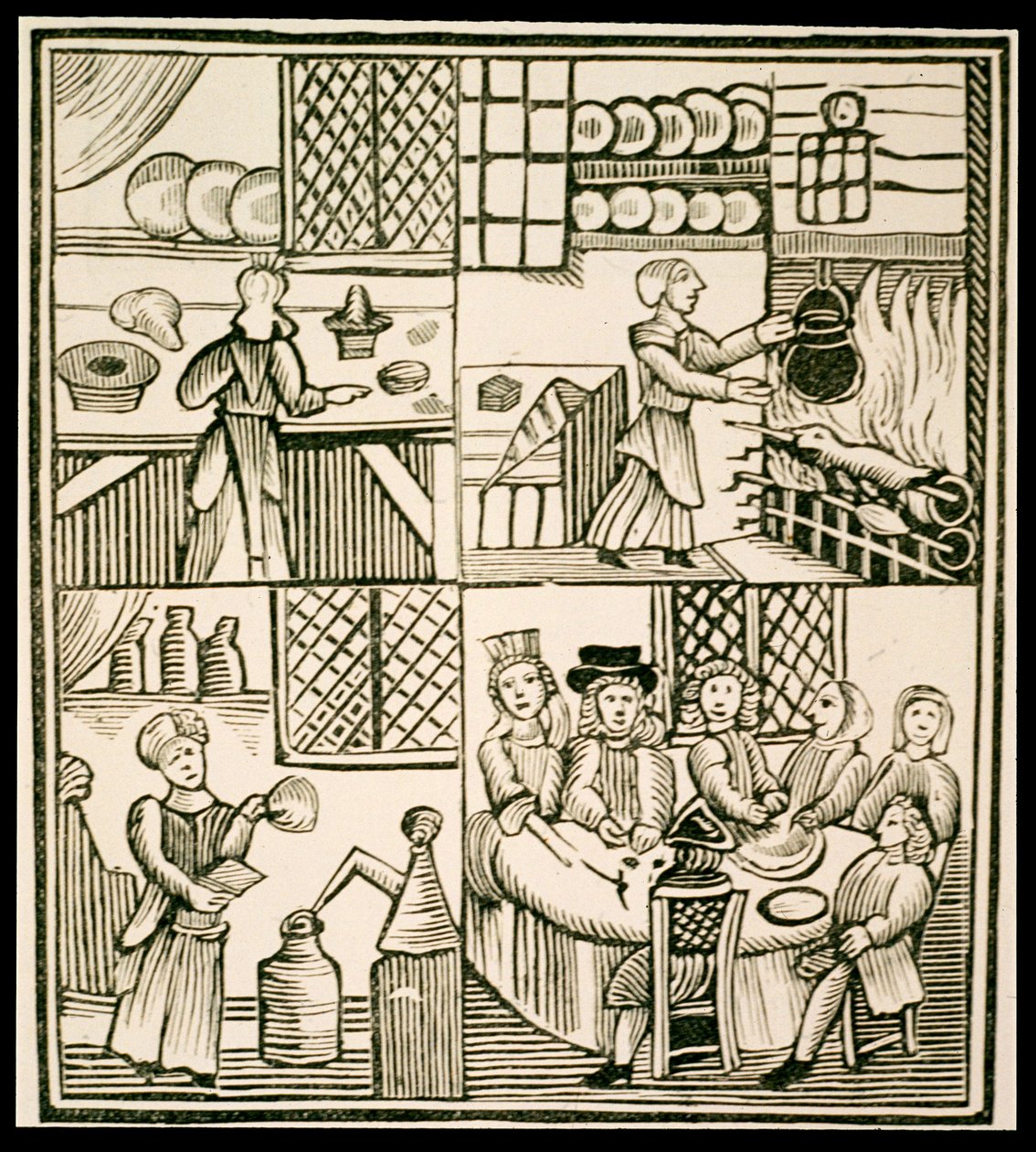 Tilberedning av paier, side fra en kokebok fra 1400-tallet av English School