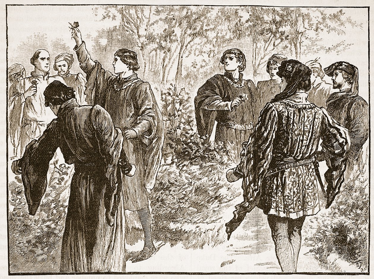 Krangelen i Temple Gardens, illustrasjon fra Cassells Illustrated History of England (sepia-bilde) av English School