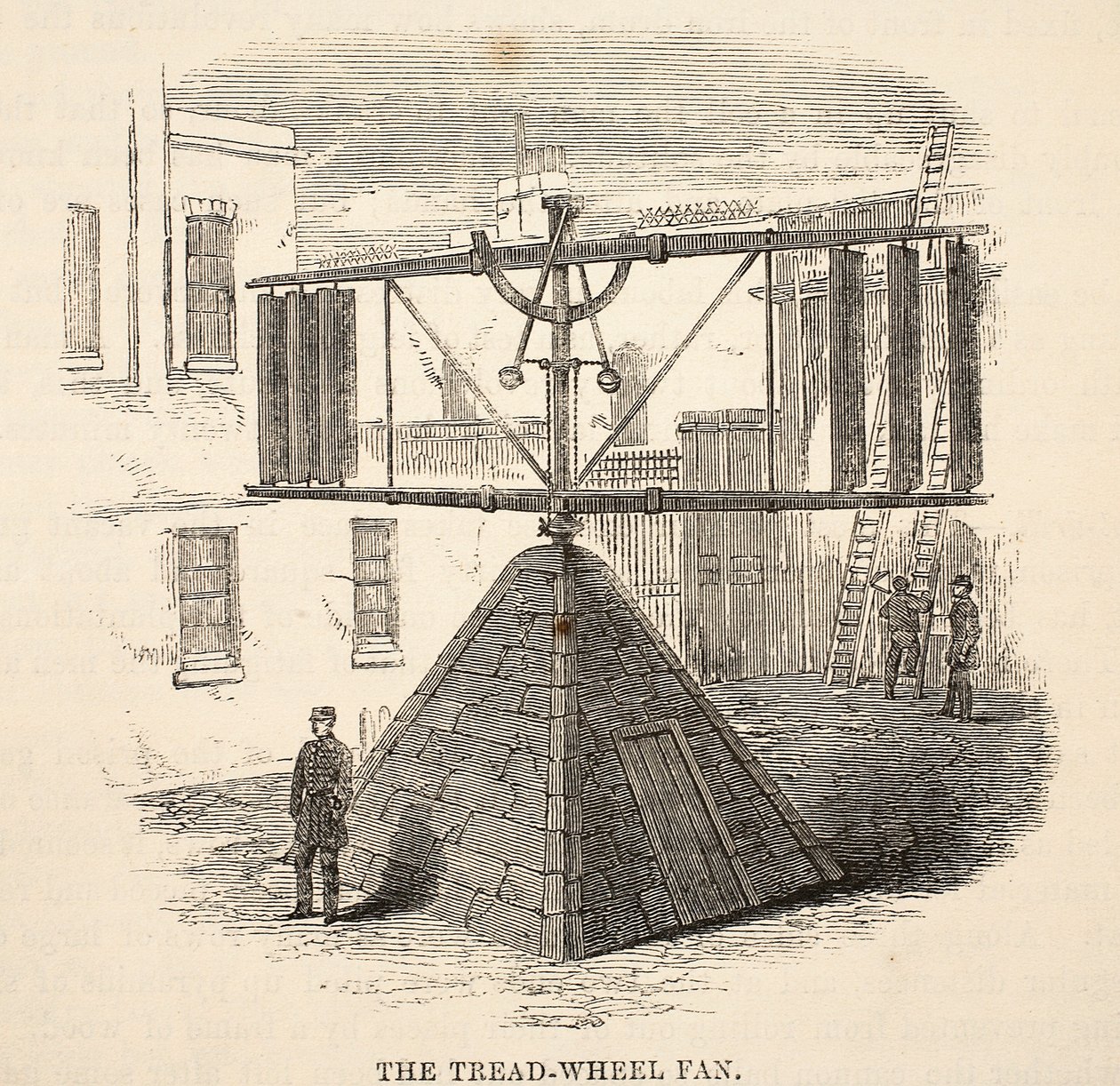Slitehjulsviften, illustrasjon fra The Criminal Prisons of London og Scenes from Prison Life av Henry Mayhew og John Binny, pub. 1862 av English School