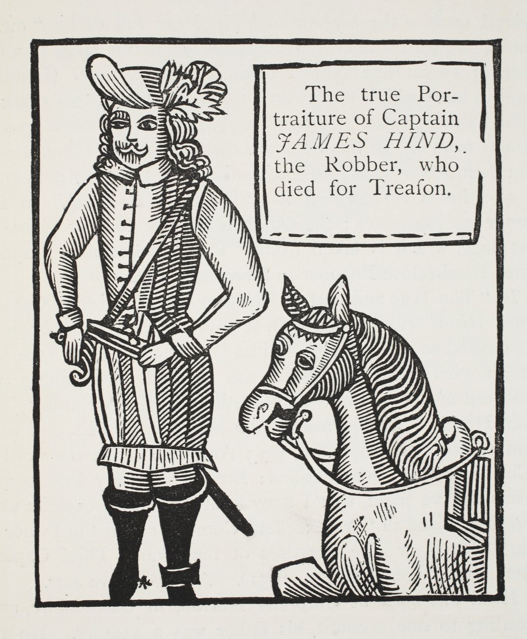 Det sanne portrettet av kaptein James Hind, røveren, som døde av forræderi, illustrasjon fra Chap-books of the Eighteenth Century av John Ashton, pub. 1882 av English School
