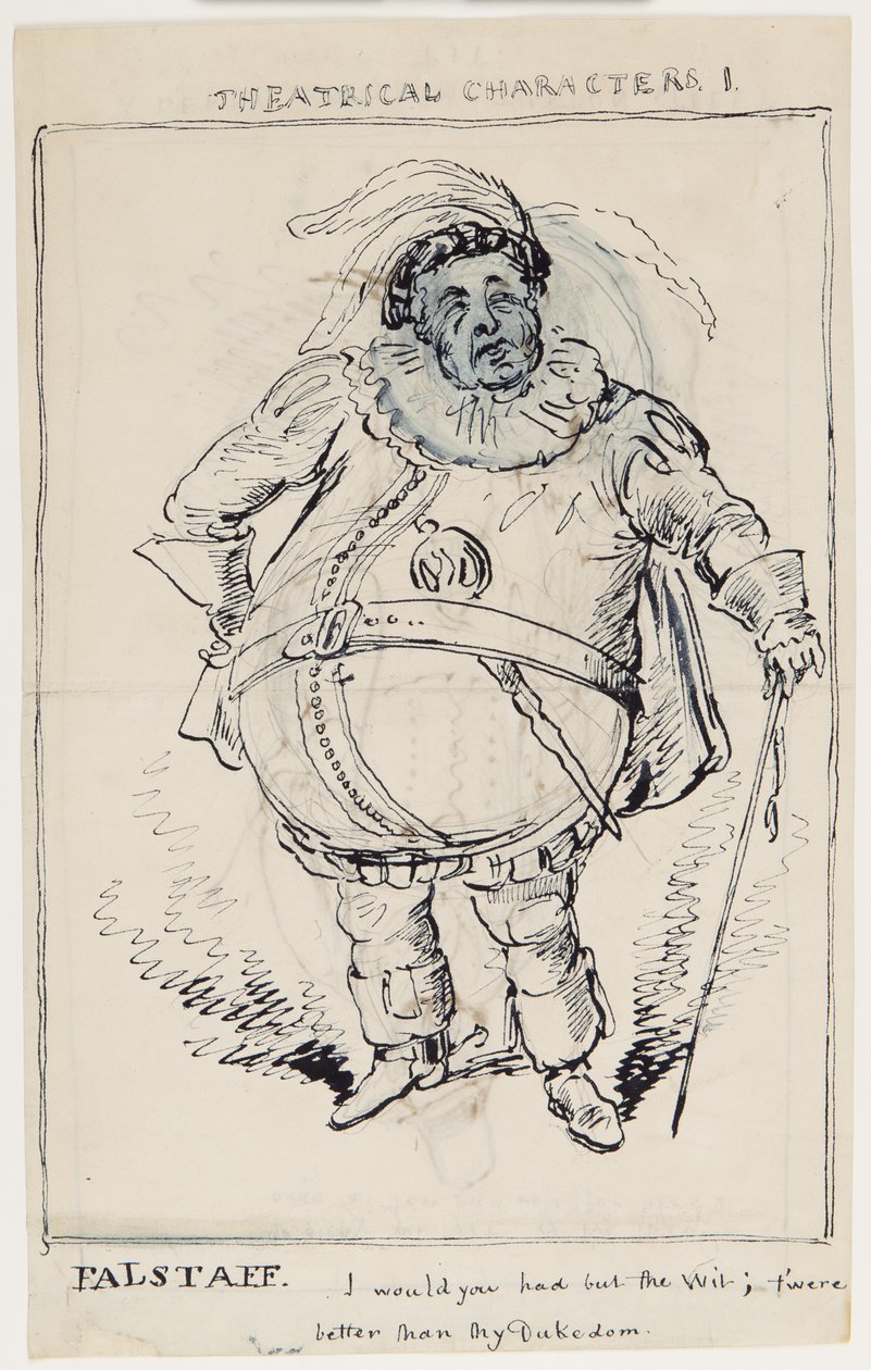 Teaterfigurer 1: Falstaff, ca. 1825 (penn og blekk på papir) av English School