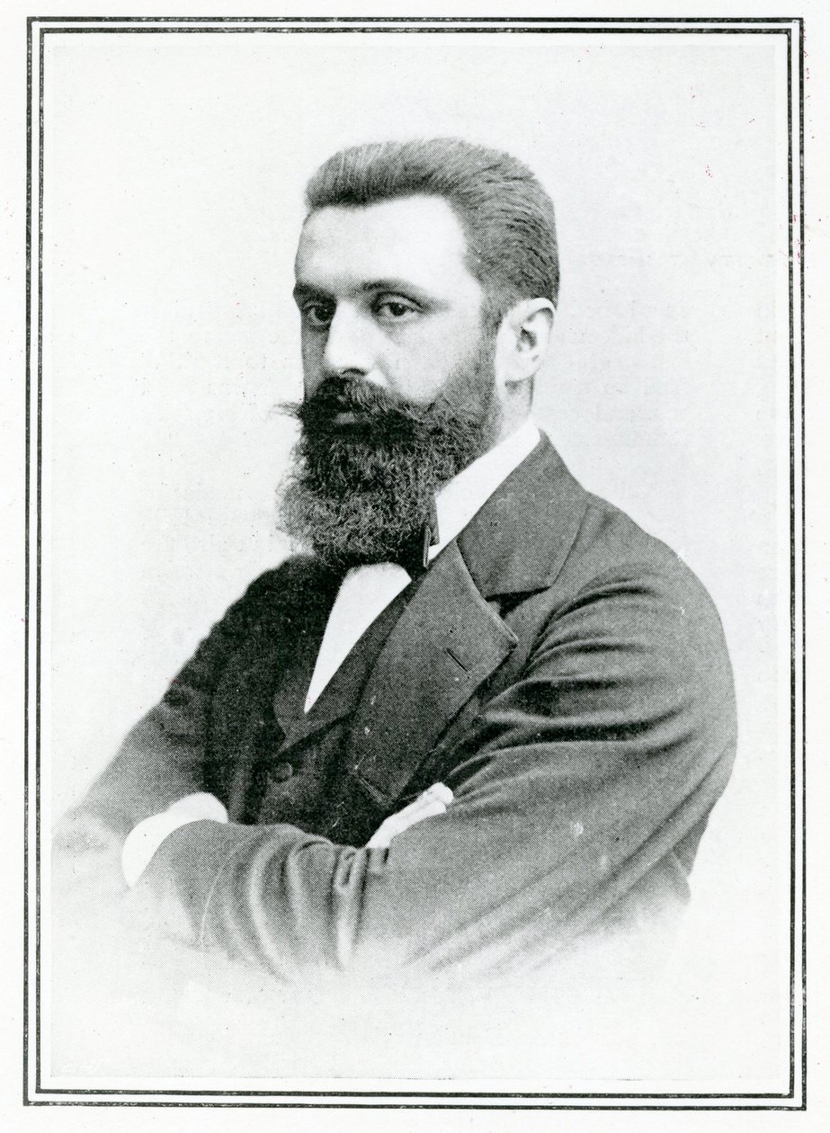 Theodor Herzl (1860-1904) (s/hvitt-bilde) av English School