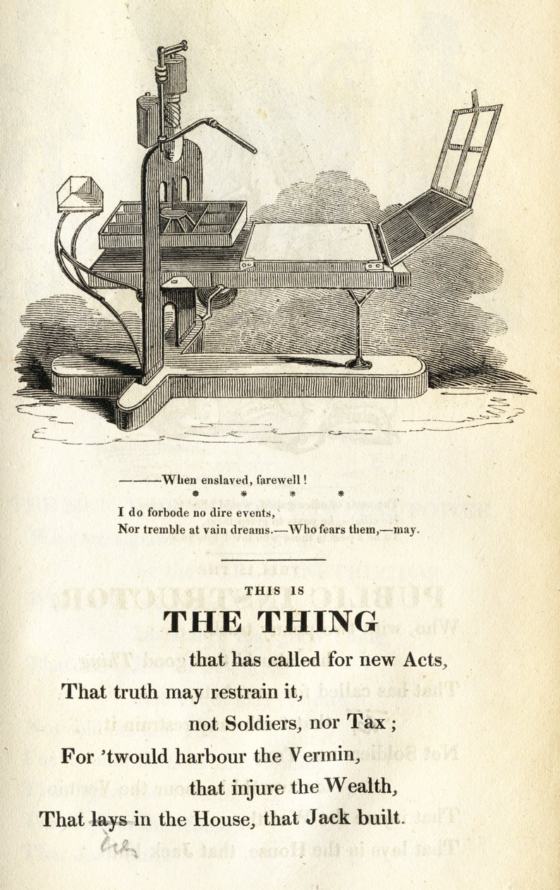 This is the Thing, illustrasjon fra The Political House that Jack Built av William Hone, publisert 1819 av English School