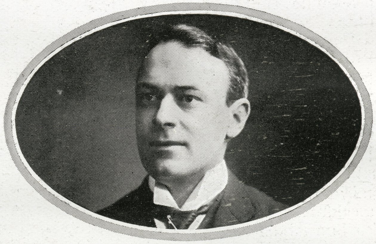 Thomas Andrews, Jr., detalj av Passengers på RMS Titanic, fra 'The Sphere', 27. april 1912 (litho) (se også 450780) av English School