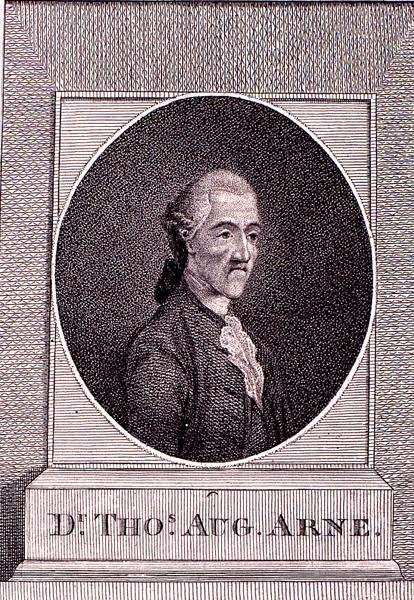 Thomas Augustine Arne (1710-78) (gravering) av English School