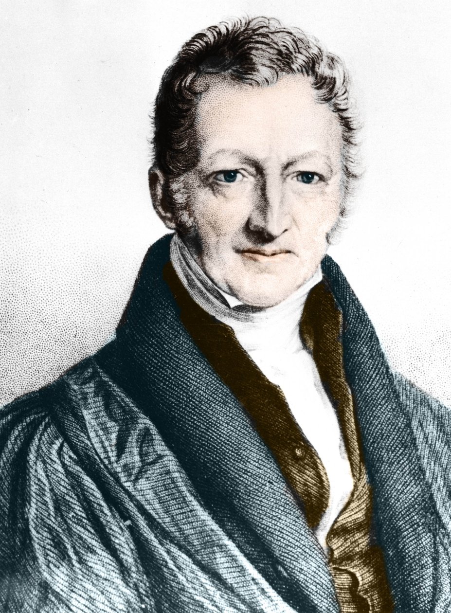 Thomas Robert Malthus (farget gravering) av English School