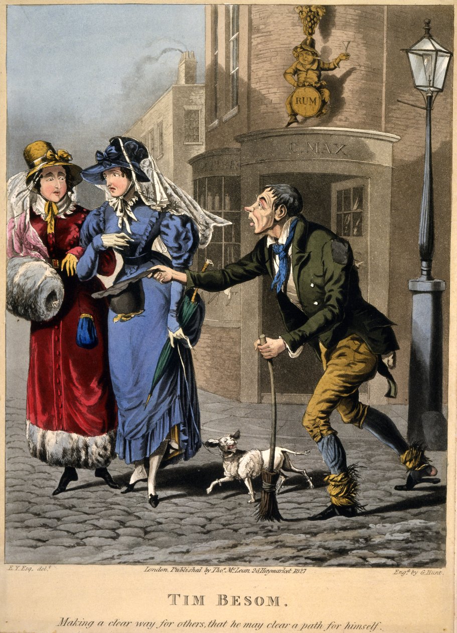 Tim Besom - gjør en klar måte for andre at han kan rydde en vei for seg selv. Gravert av G Hunt, Pub. Thos. McLean, London, 1827 (håndfarget gravering) av English School