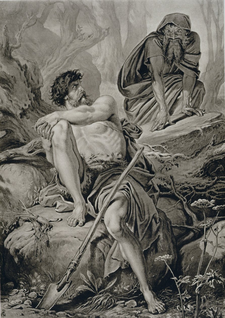 Timon og Apemantus, fra Timon av Athen av William Shakespeare (1564-1616) av English School