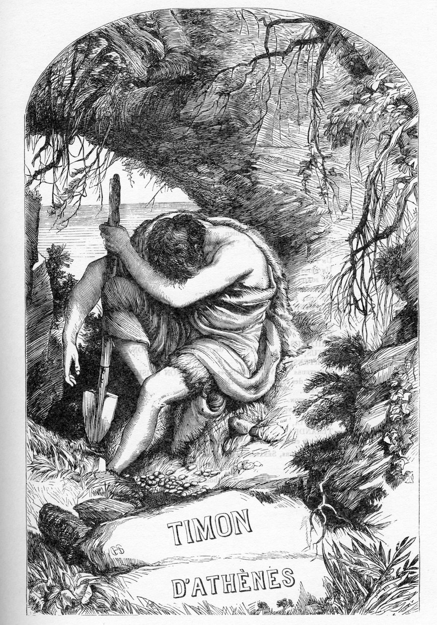 Timon of Athens (The Life of Tymon of Athens) - Illustrasjon i "" Completes de William Shakespeare""" 1866 - Illustrasjonene og den generelle formen til denne utgaven er lånt fra Cassells illustrerte Shakespeare, utgitt i London av English School