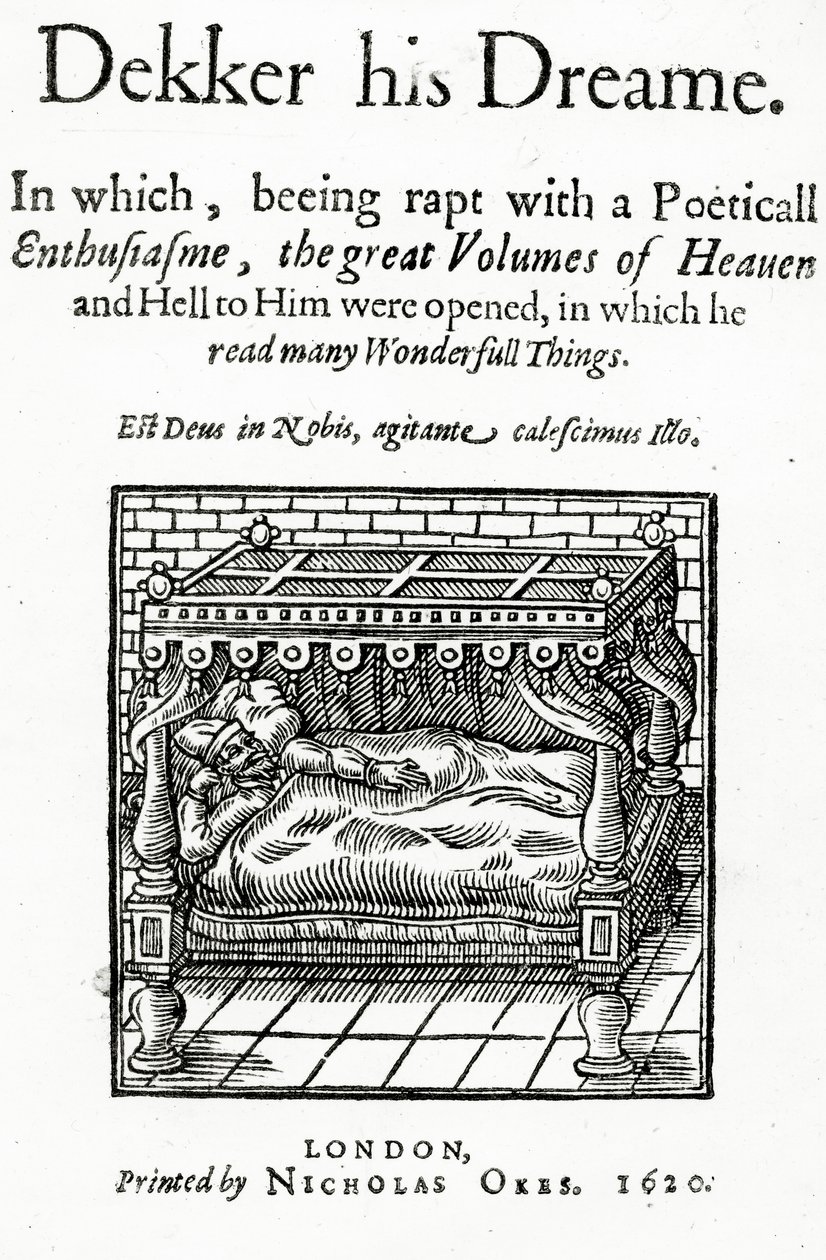 Tittelside for Dekker his Dreame av Thomas Dekker, utgitt 1620 av English School