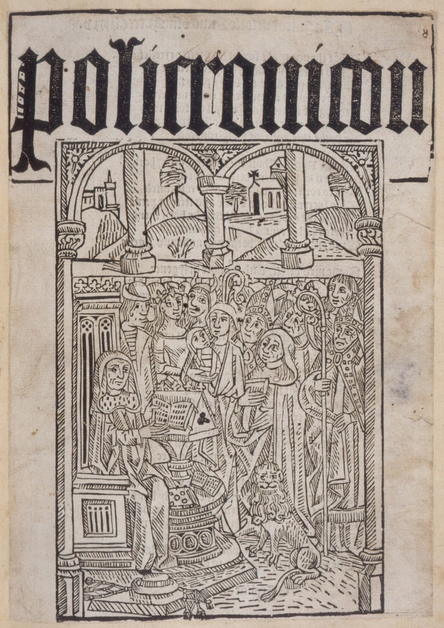 Tittelside fra Polychronicon av Ranulf Higden (d.1364) trykt av Wynkyn de Worde, 1495 av English School