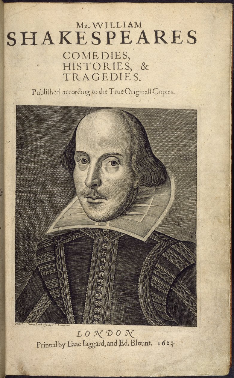 Tittelside med et portrett av Shakespeare, fra 