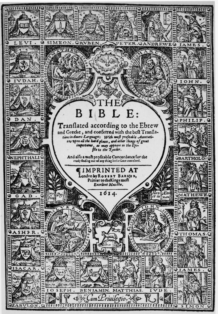 Tittelside for den engelske oversettelsen av Geneva Bible, 1614 av English School