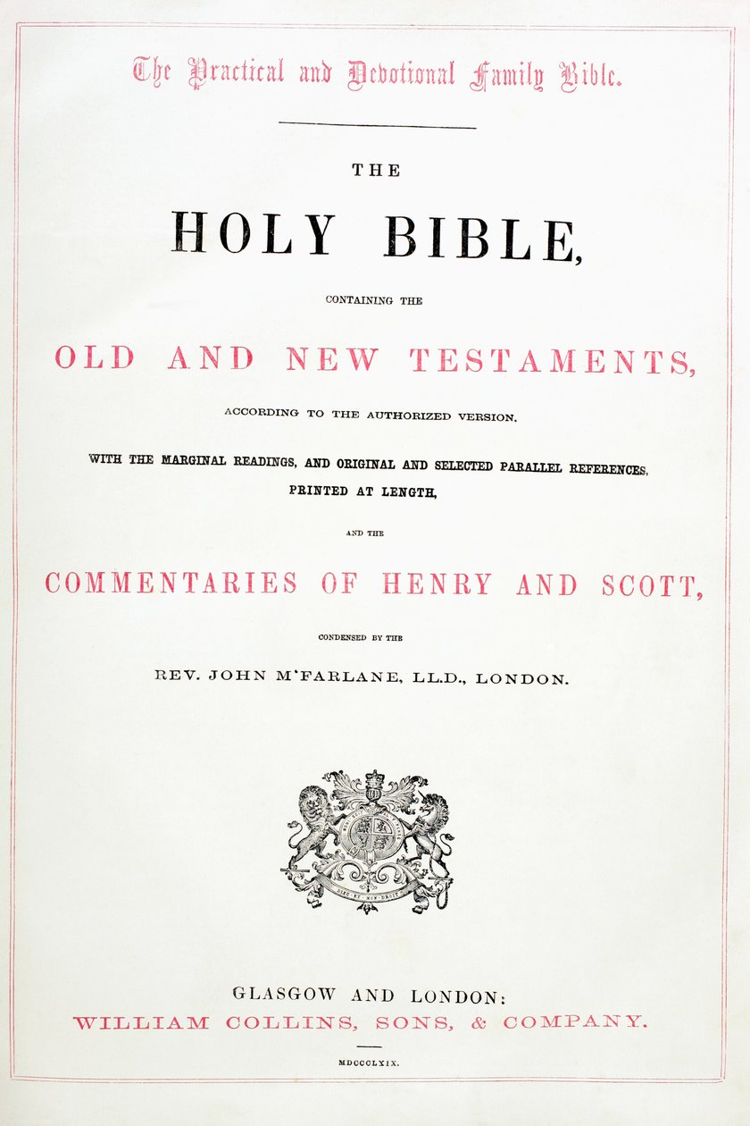 Tittelside fra Den hellige bibel av English School