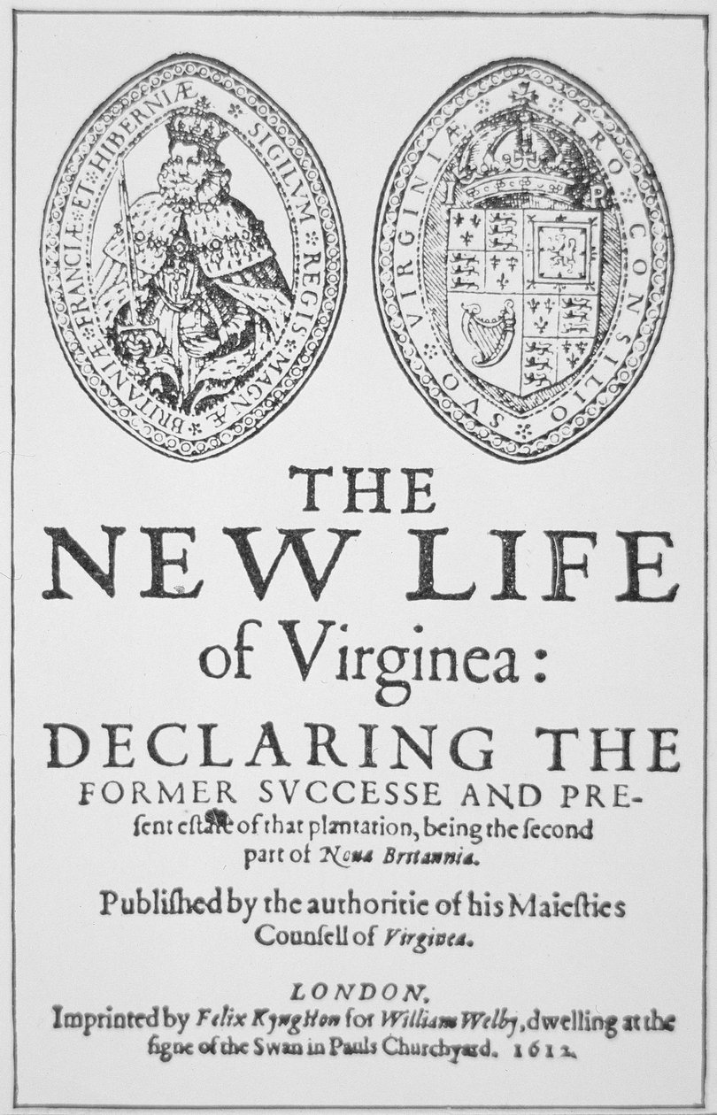 Tittelside fra 'The New Life of Virginea', utgitt London av English School
