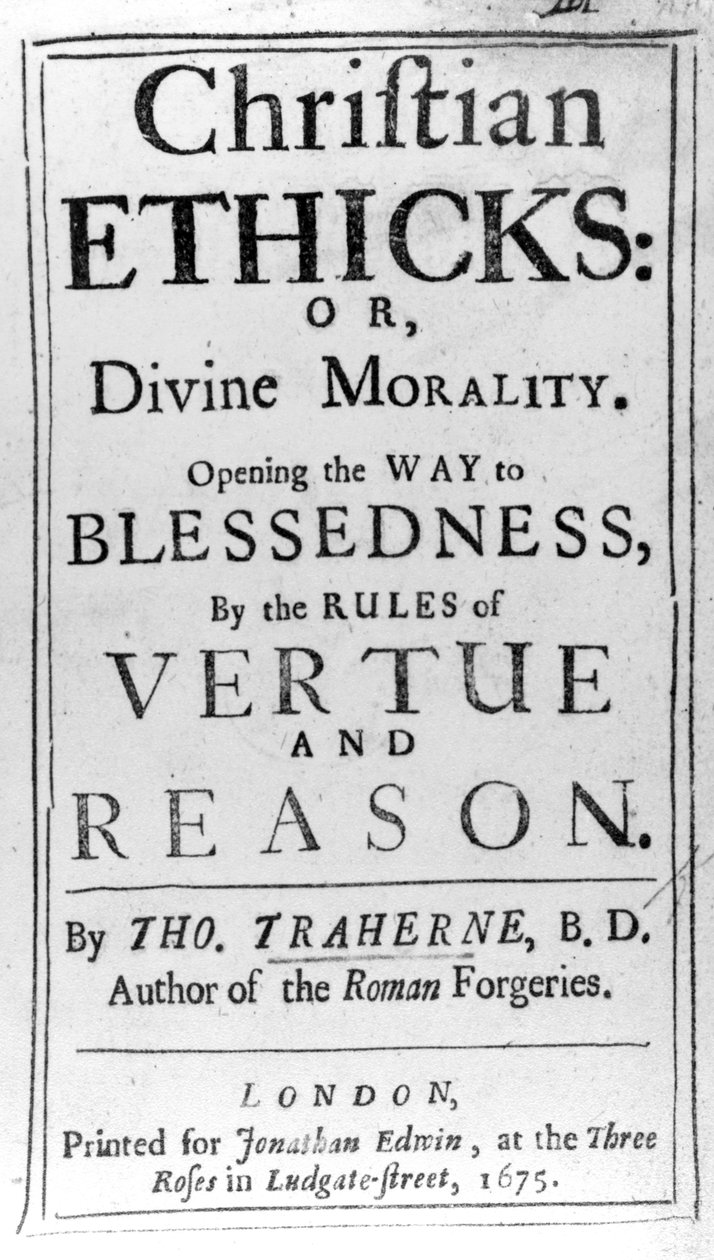 Tittelside til Christian Ethicks av Thomas Traherne, utgitt i 1675 av English School