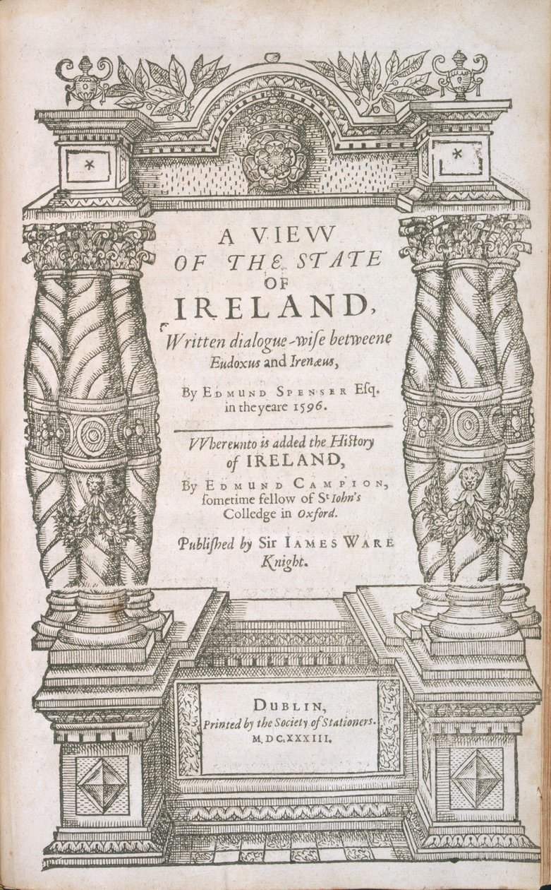 Tittelside til A View of the State of Irelande og The Historie of Irelande, 1633 av English School