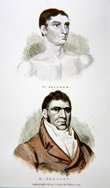 Tom Belcher og Gregson, fra et trykk utgitt i 1813 (farge litho) av English School