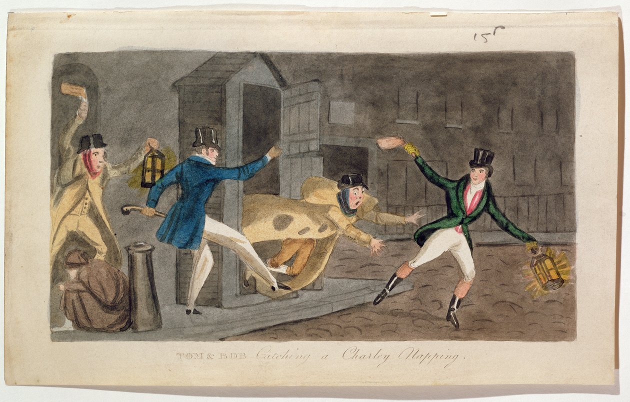 Tom and Bob Catching a Charley Napping, 1821 (akvatint) av English School