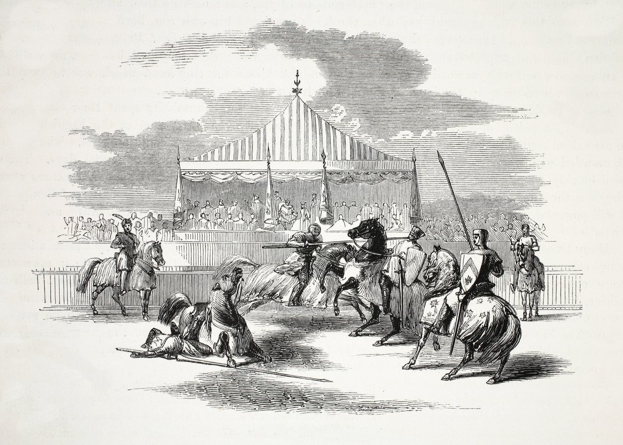 Turnering på Nevyn, i Caernarvonshire, pub. 1800-tallet (stålgravering) av English School