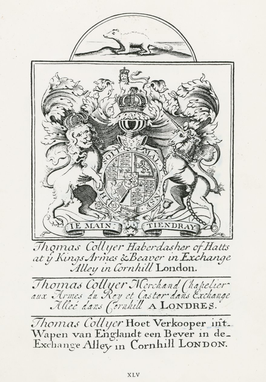 Byttekort for Thomas Collyer, Cornhill Haberdasher av English School
