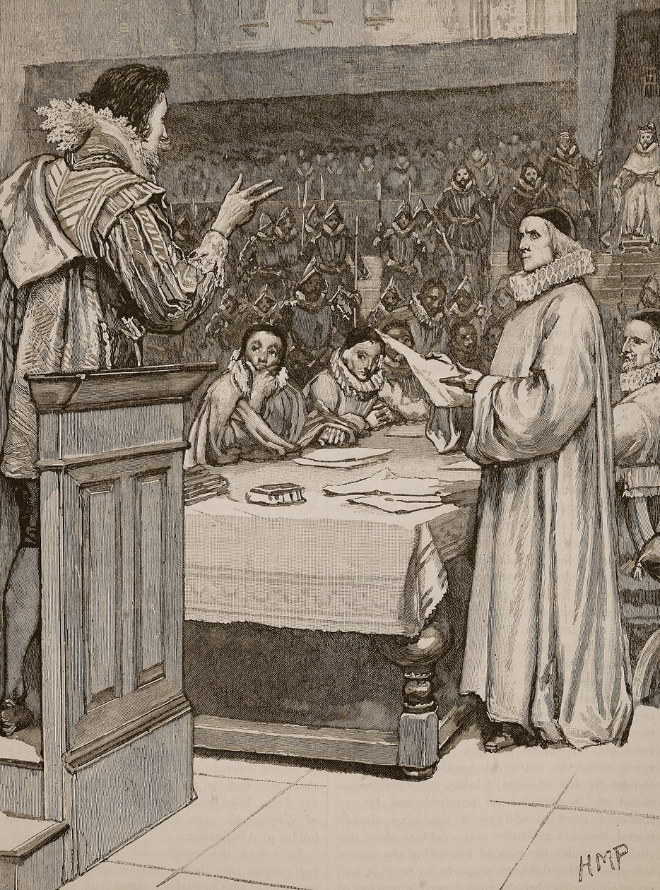 Trial of Buckingham, illustrasjon fra Cassells Illustrated History of England (sepia-foto) av English School