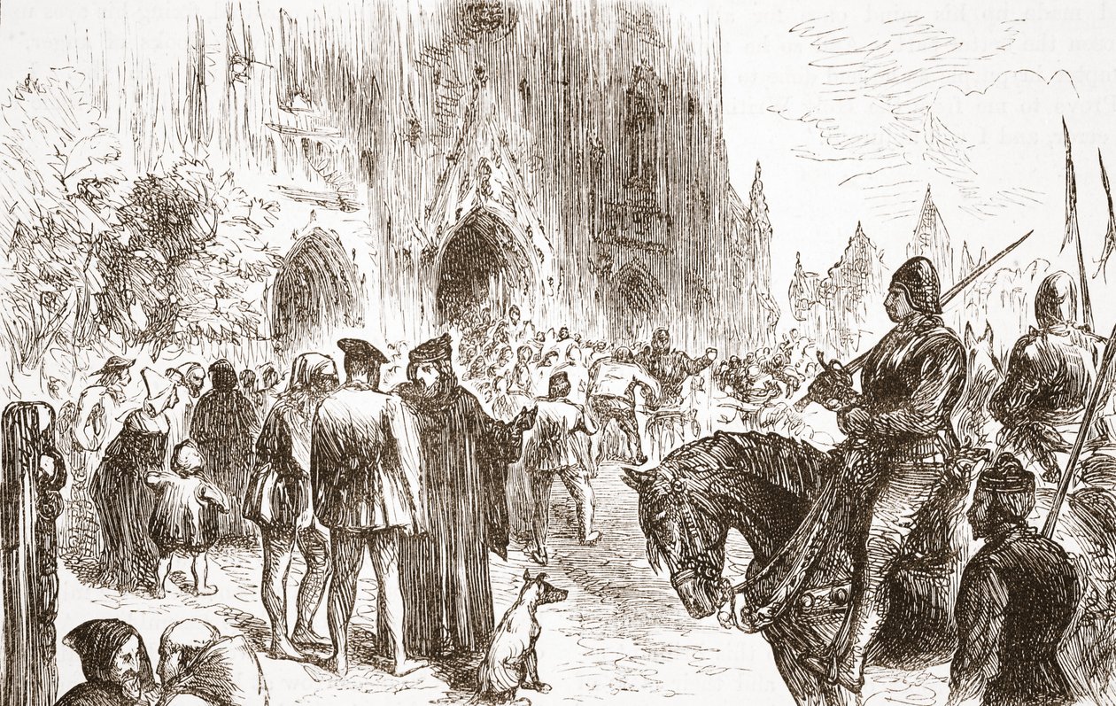 Trial of Jerome: venter på dommen, illustrasjon fra The History of Protestantism av James Aitken Wylie (1808-1890), pub. 1878 av English School