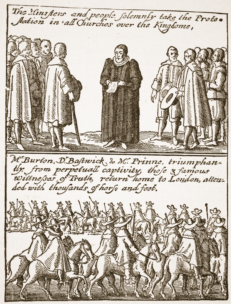 Sann informasjon om begynnelsen og årsaken til alle våre problemer: hvordan klekket ut og hvordan forhindret, fra en puritansk brosjyre, 1648, illustrasjon fra The Church of England: A History for the People av H.D. av English School