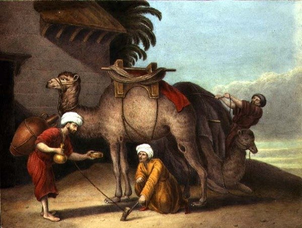 Two Camels with Attendants, ca. 1825 (akvarell på papir) av English School