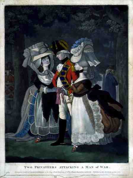 To privatister som angriper en krigsmann, pub. av Carington Bowles (fl.1744-93) av English School