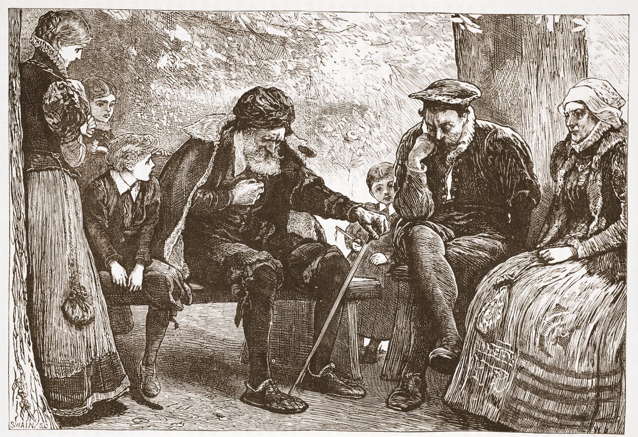 Under Linden-trærne, illustrasjon fra The History of Protestantism av James Aitken Wylie (1808-1890), pub. 1878 av English School