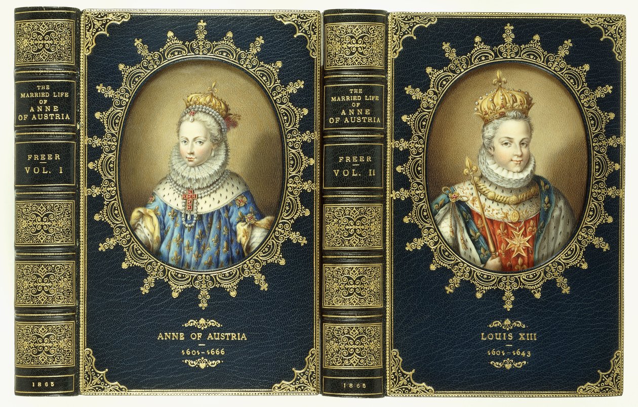 Øvre omslagssett, med to ovale portretter av Anne av Østerrike og Louis XIII, 1865 av English School