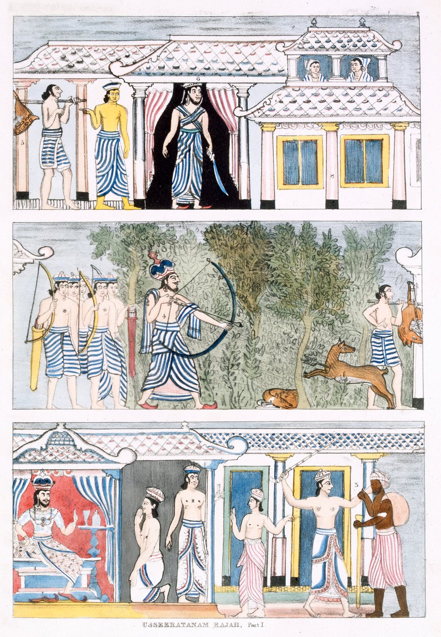 Usseeratanam Rajah, del I, fra The History and Doctrine of Buddhism av Edward Upham, 1829 (se også 414248) av English School