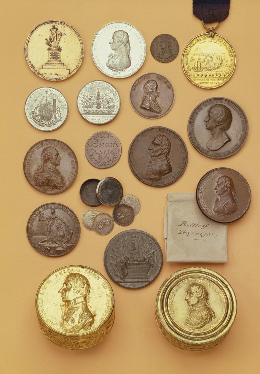Ulike medaljer knyttet til admiral Lord Nelson, 1798-1805 (metall) av English School