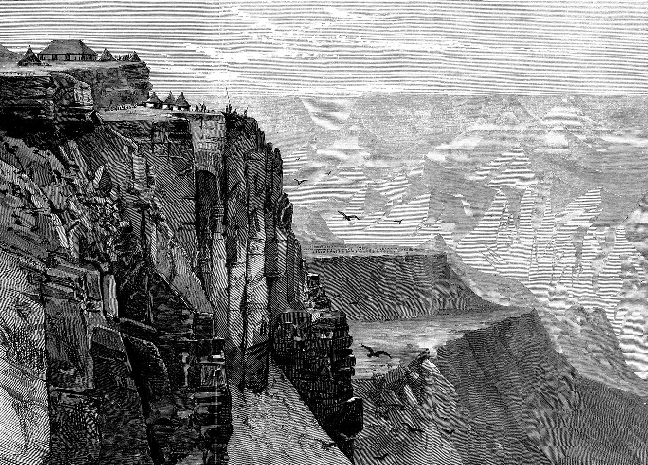 Utsikt fra et punkt nær Kings House, fra The British Expedition til Abyssinia, 1868 av English School