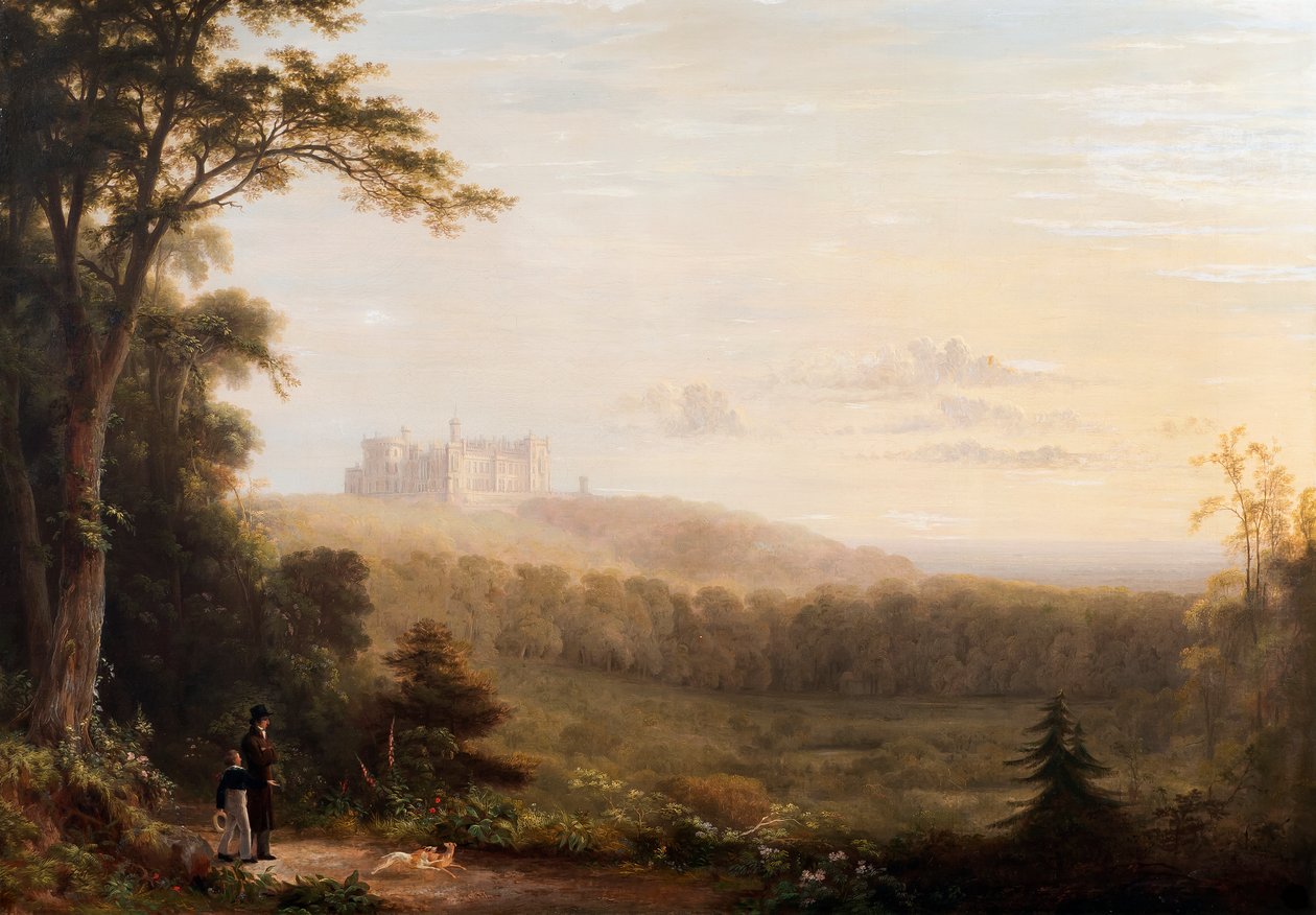 Utsikt over Belvoir-slottet, ca. 1820 av English School
