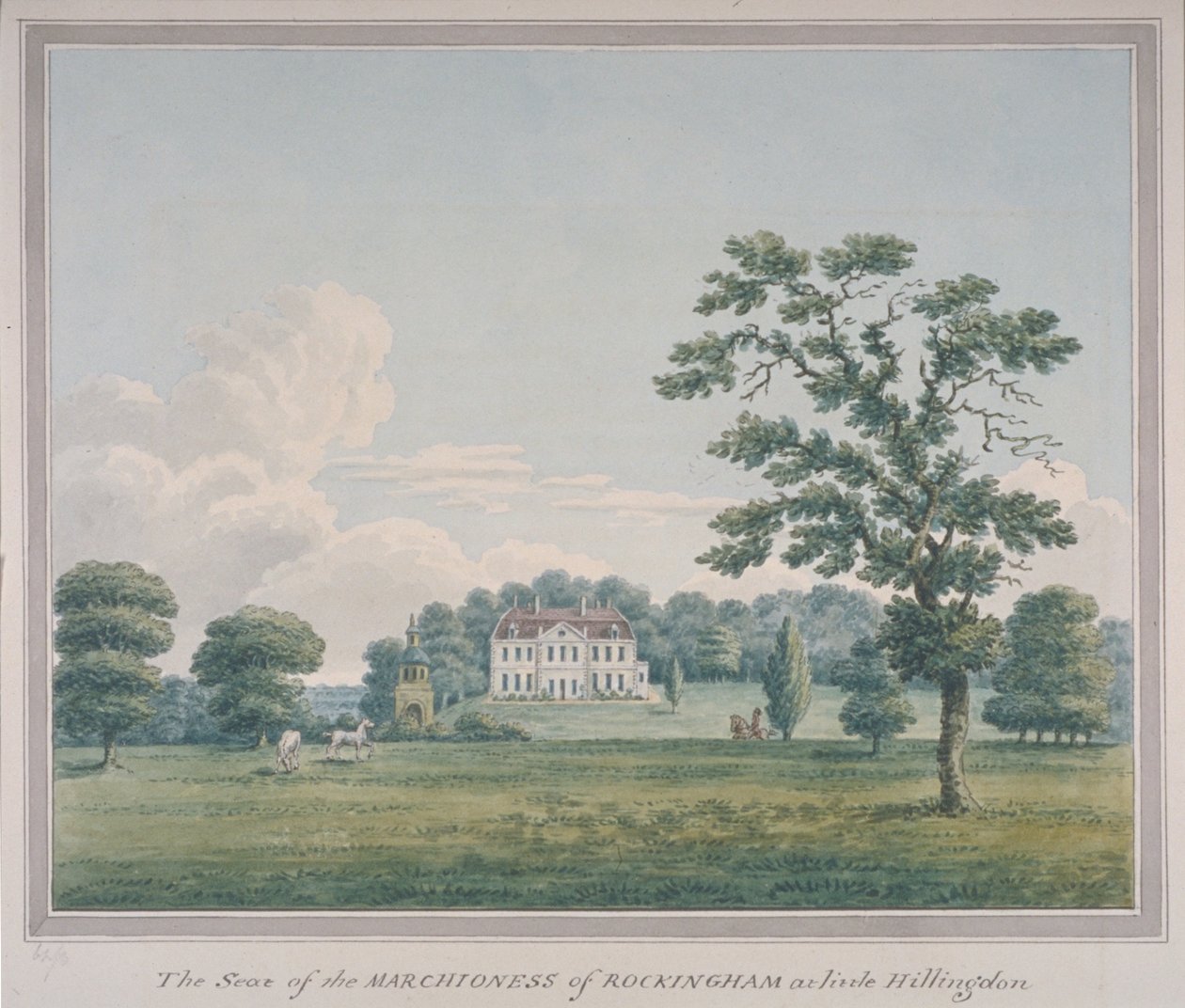 Utsikt over Hillingdon House, ca. 1820 (wc på papir) av English School