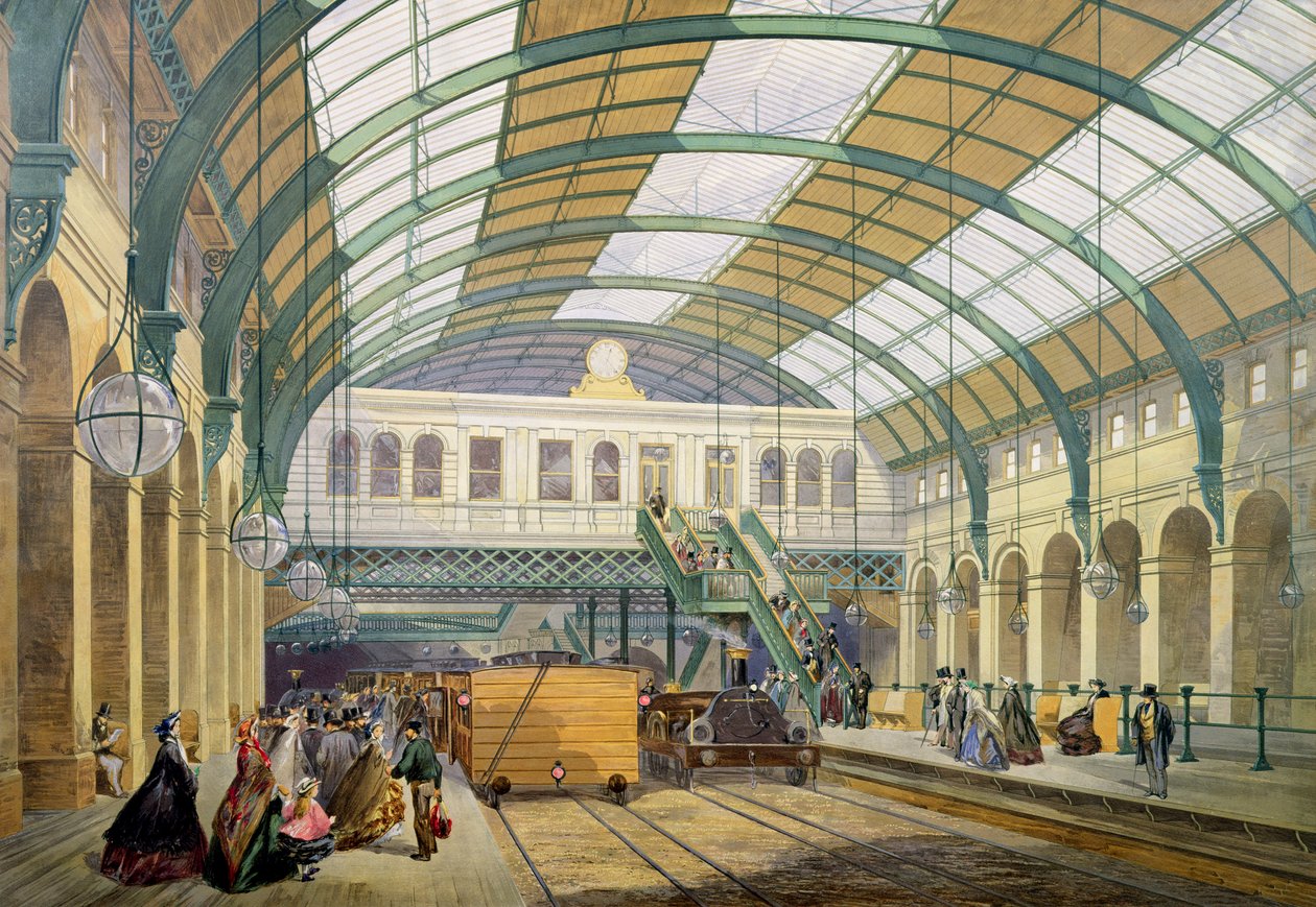 Utsikt over Kings Cross undergrunnsstasjon, ca. 1865 av English School