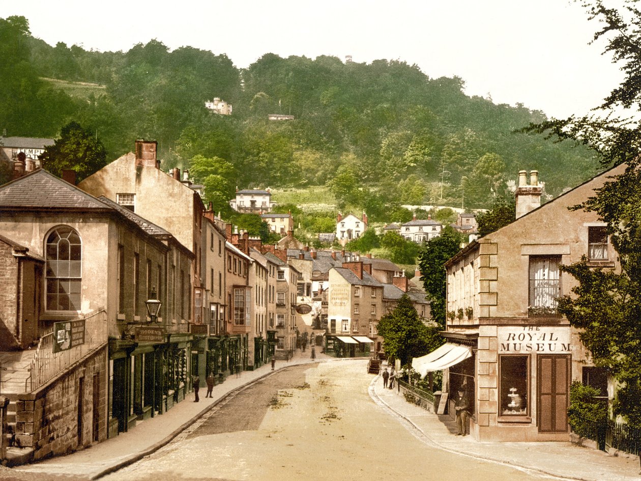 Utsikt over Matlock Bath (håndfarget bilde) av English School