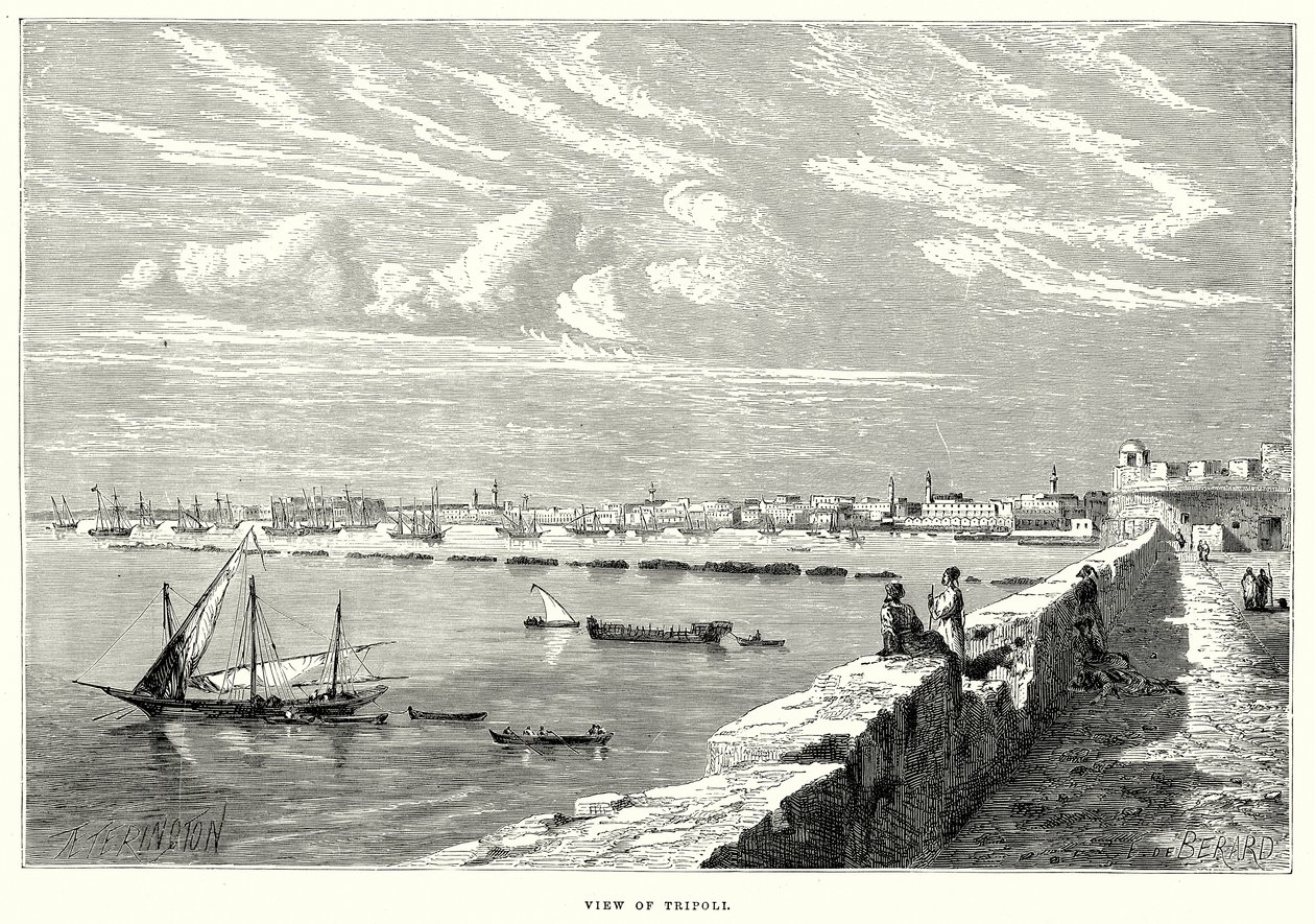 Utsikt over Tripoli (gravering) av English School