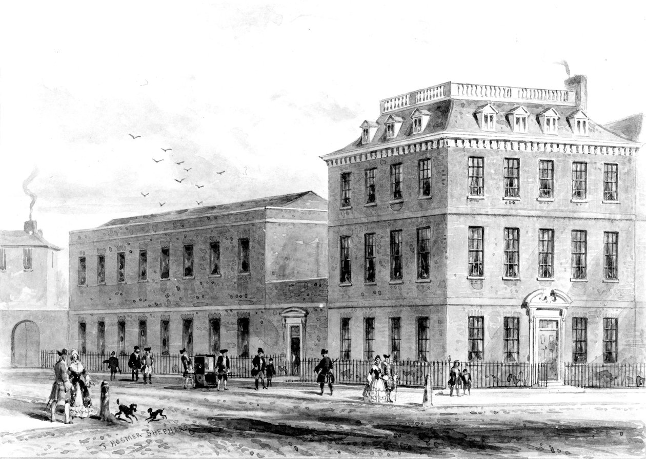 Utsikt over østsiden av Soho Square, 1850 av English School