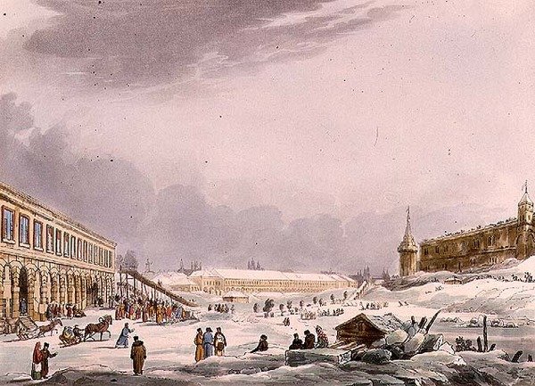 Utsikt over isbakkene under karnevalet i Moskva, plate 8 fra 